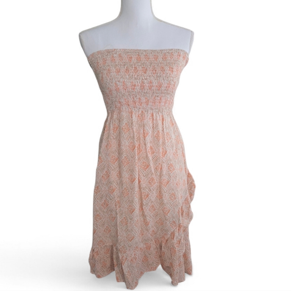 Doe & Rae Strapless Geometric Print Dress